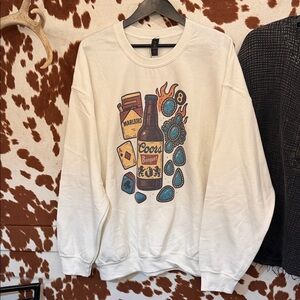 Coors Banquet Graphic Sweatshirt - Cream with Teal Accents